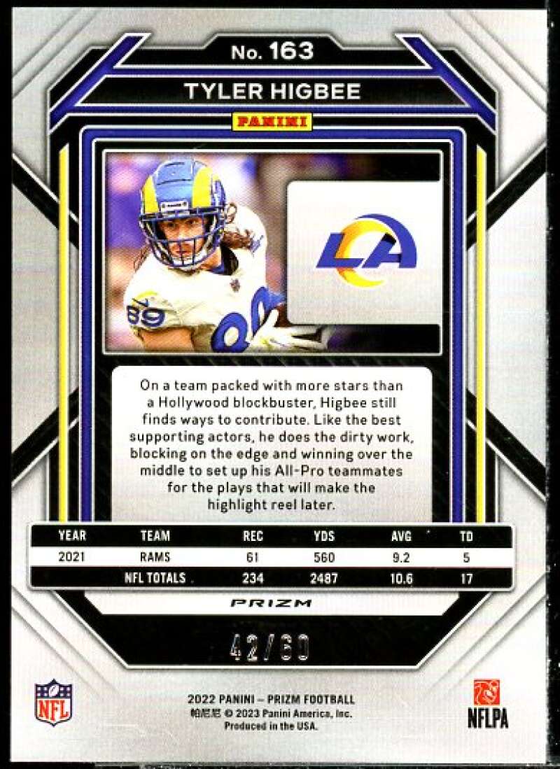 Tyler Higbee Card 2022 Panini Prizm Prizms Orange Wave #163  Image 2