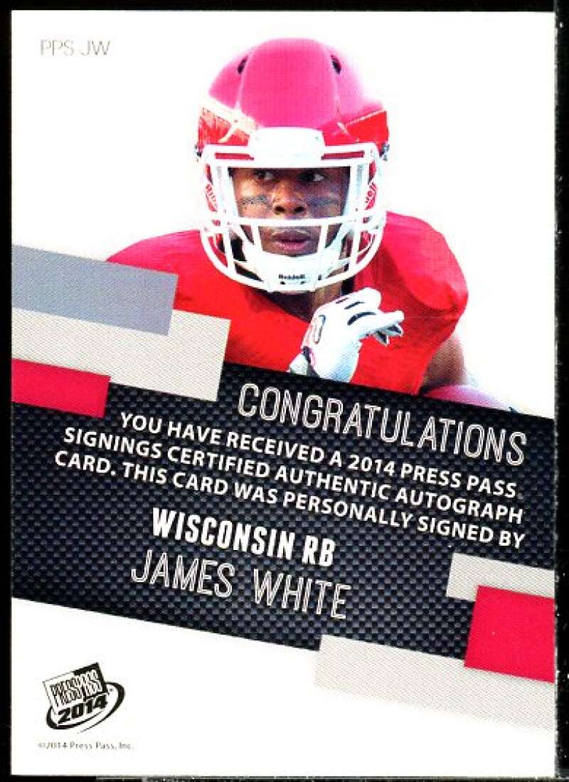 James White Rookie Card 2014 Press Pass Autographs Silver #JW  Image 2