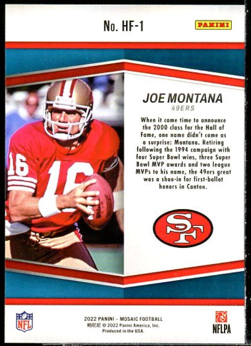 Joe Montana Card 2022 Panini Mosaic HoloFame Mosaic Red #1  Image 2
