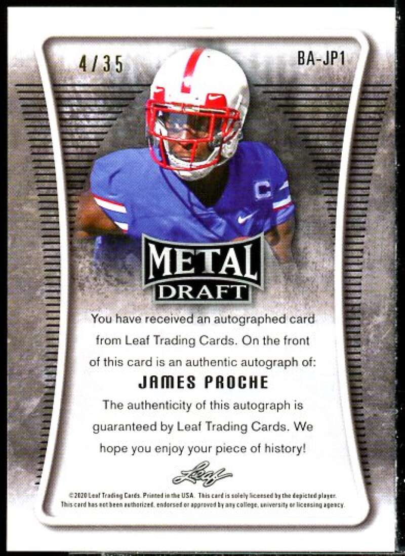 James Proche Rookie Card 2020 Leaf Metal Draft Prismatic Blue #BAJP1  Image 2