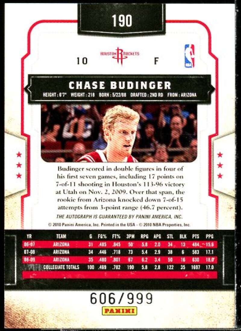 Chase Budinger AU/999 Rookie Card 2009-10 Classics #190  Image 2