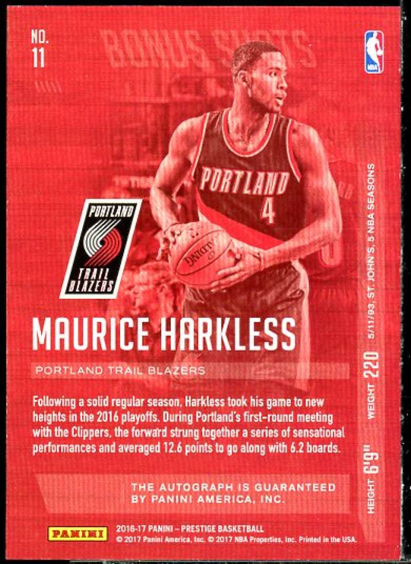 Maurice Harkless Card 2016-17 Prestige Bonus Shots Signatures Gold #11  Image 2