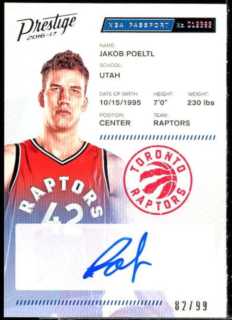 Jakob Poeltl Card 2016-17 Prestige NBA Passport Signatures #15  Image 1