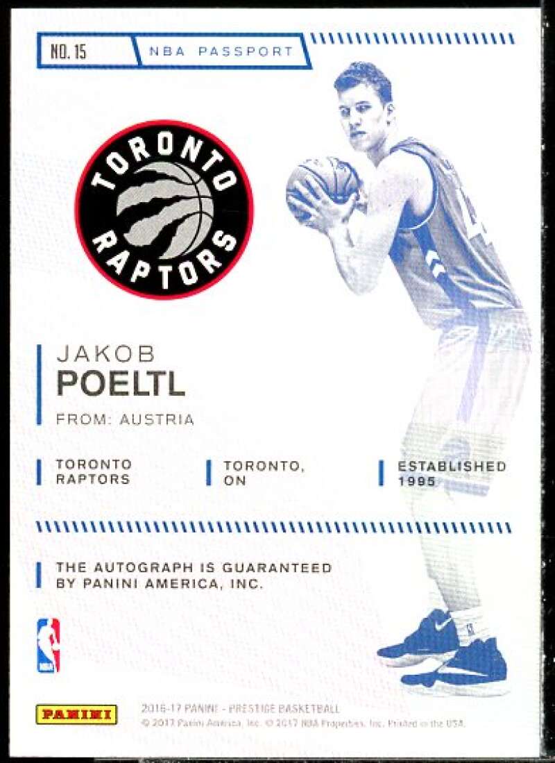 Jakob Poeltl Card 2016-17 Prestige NBA Passport Signatures #15  Image 2