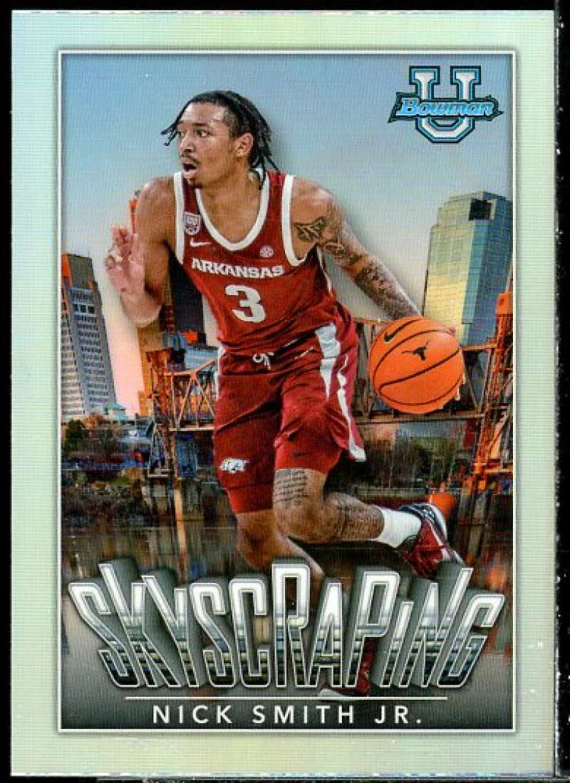 Nick Smith Jr. 2022-23 Bowman Chrome University Skyscraping Aqua Refractors #S2  Image 1