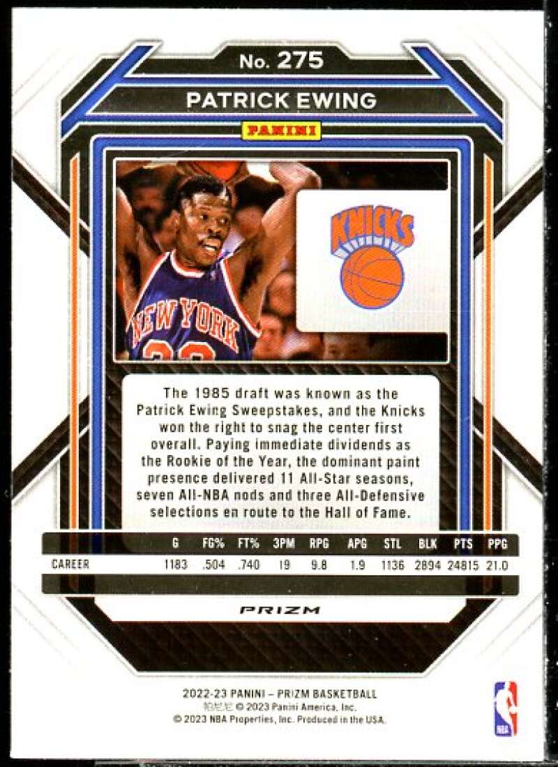 Patrick Ewing Card 2022-23 Panini Prizm Prizms White Sparkle #275  Image 2