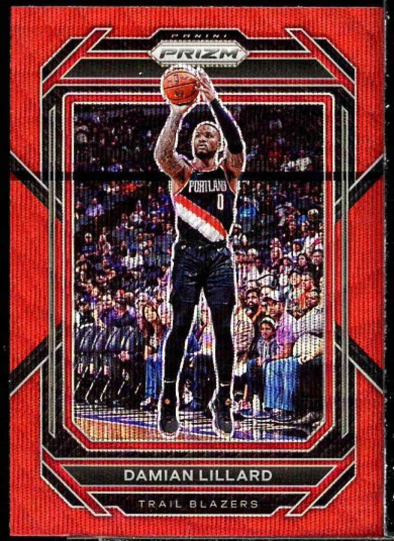 Damian Lillard Card 2022-23 Panini Prizm Prizms Ruby Wave #62  Image 1