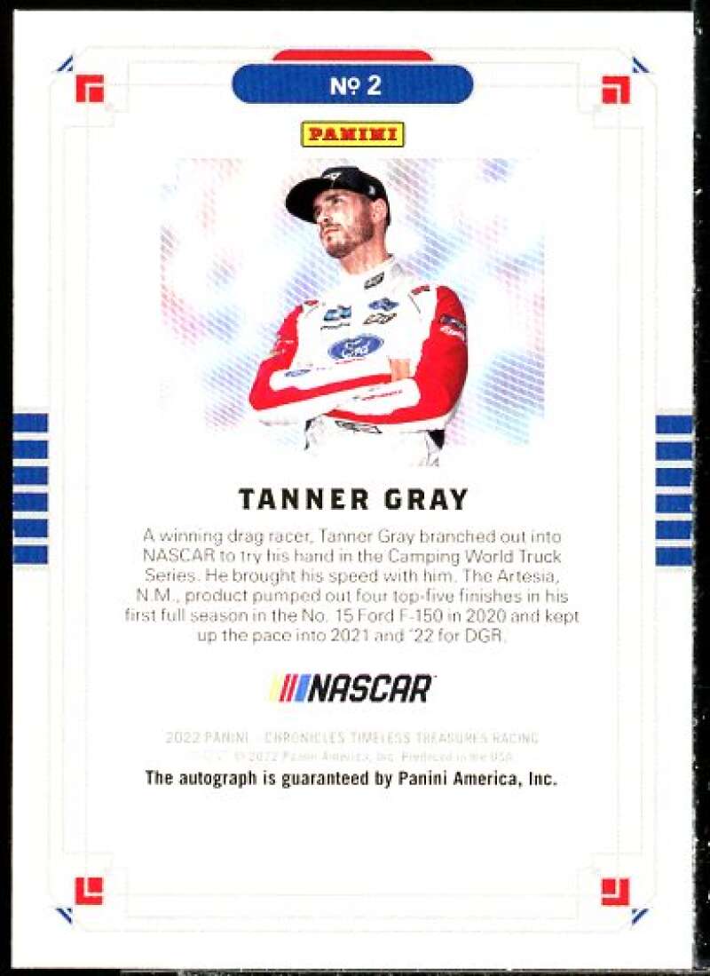 Tanner Gray Card 2022 Panini Chronicles Timeless Treasures Autographs #2  Image 2