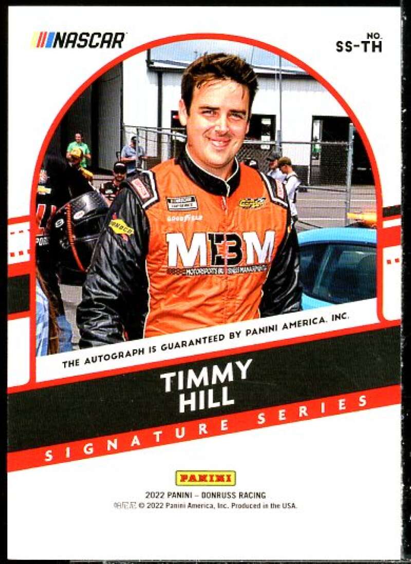 Timmy Hill Signature Series AU Card 2022 Donruss Racing #SS-TH  Image 2