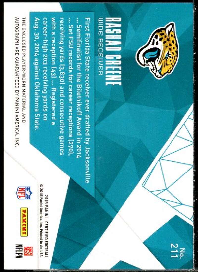 Rashad Greene JSY AU Rookie Card 2015 Certified Mirror Blue #211  Image 2