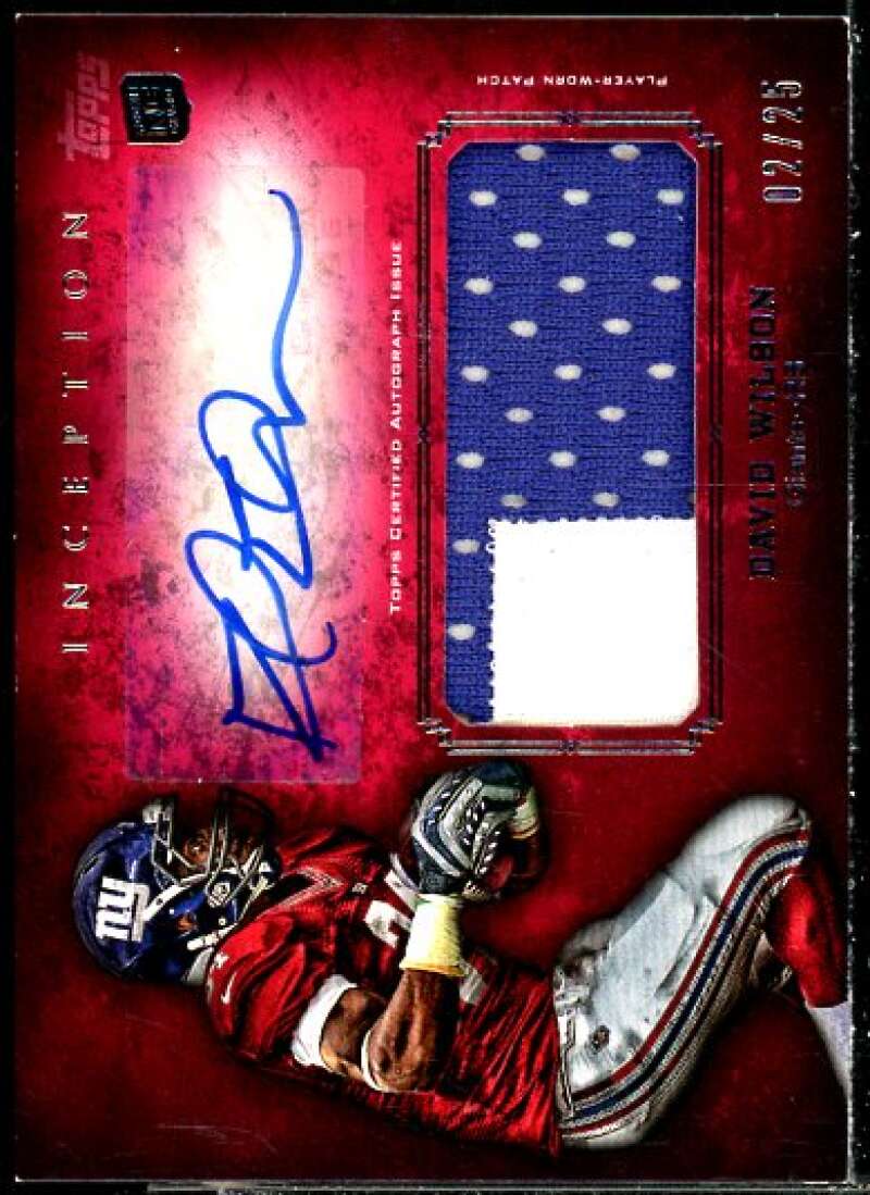 David Wilson Card 2012 Topps Inception Rookie Jumbo Patch Autographs Red #AJPDW  Image 1