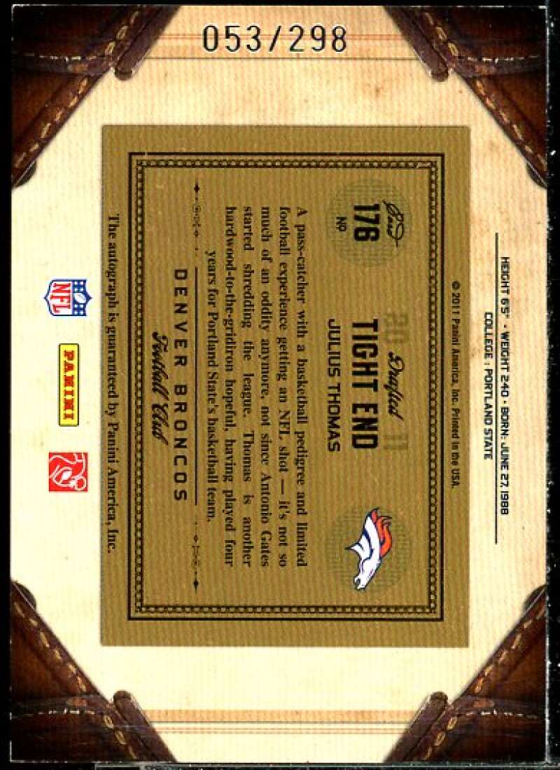 Julius Thomas AU/298 Rookie Card 2011 Timeless Treasures #176  Image 2
