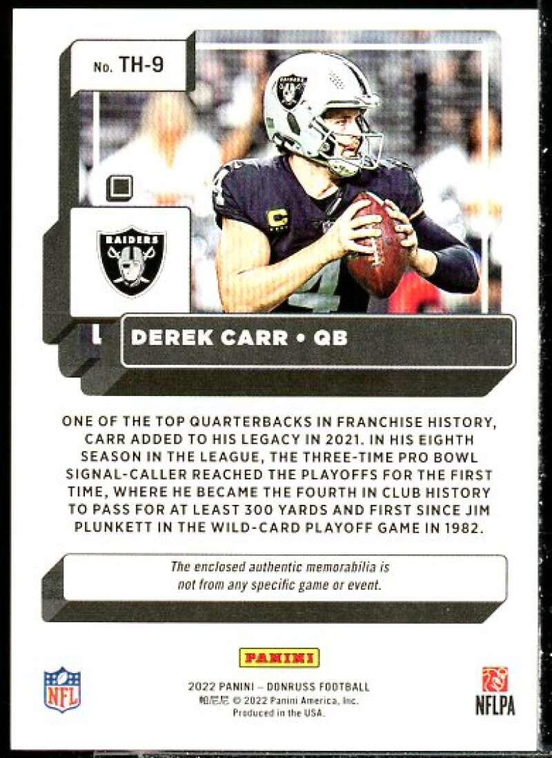 Derek Carr Card 2022 Donruss Donruss Threads #9  Image 2