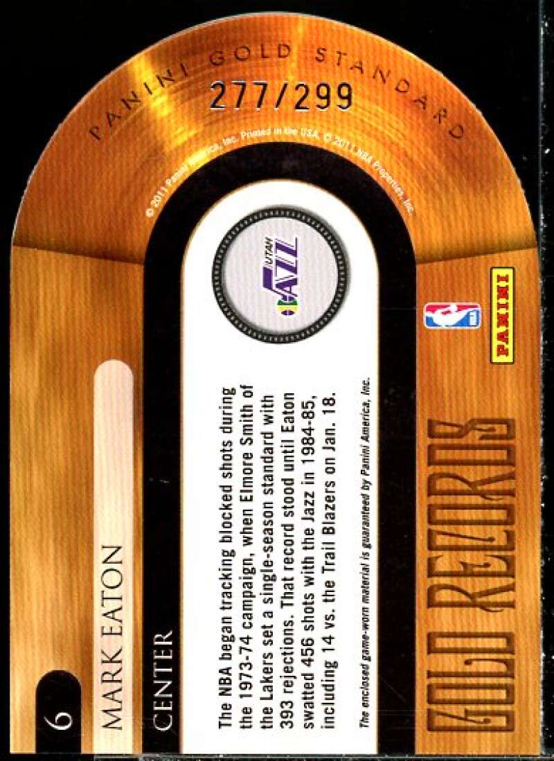 Mark Eaton Card 2010-11 Panini Gold Standard Gold Records Materials #6  Image 2