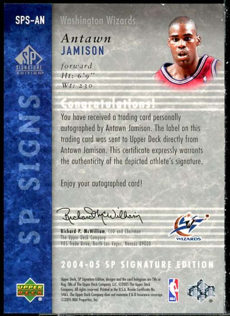 Antawn Jamison Card 2004-05 SP Signature Edition SP Signs #AN  Image 2