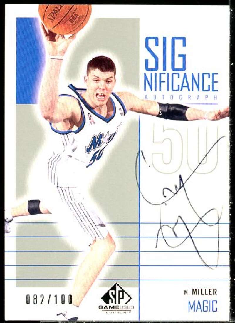 Mike Miller Card 2002-03 SP Game Used SIGnificance #MM  Image 1