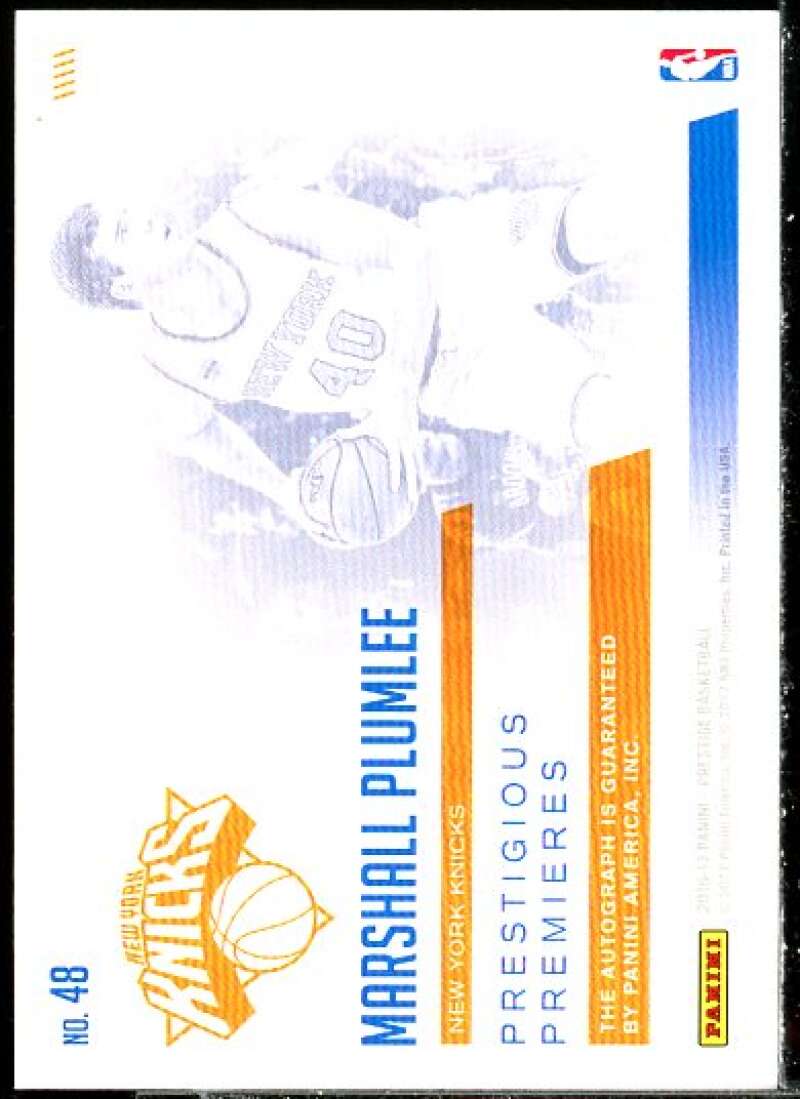 Marshall Plumlee Card 2016-17 Prestige Prestigious Premieres Signatures #48  Image 2