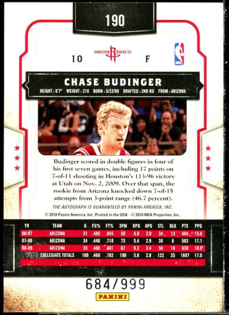 Chase Budinger AU/999 Rookie Card 2009-10 Classics #190  Image 2