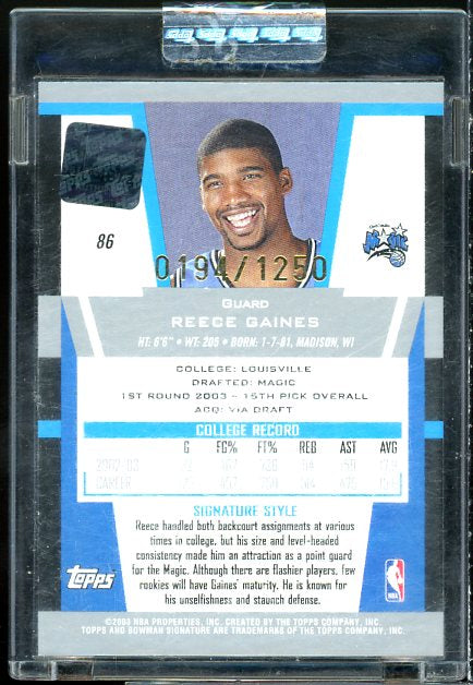 Reece Gaines JSY AU Rookie Card 2003-04 Bowman Signature Edition #86  Image 2