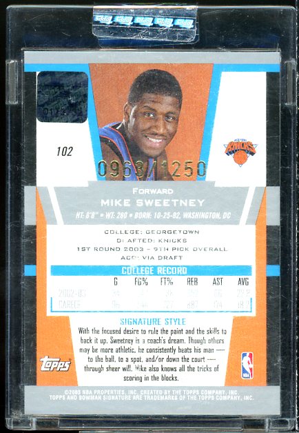 Mike Sweetney JSY AU Rookie Card 2003-04 Bowman Signature Edition #102  Image 2