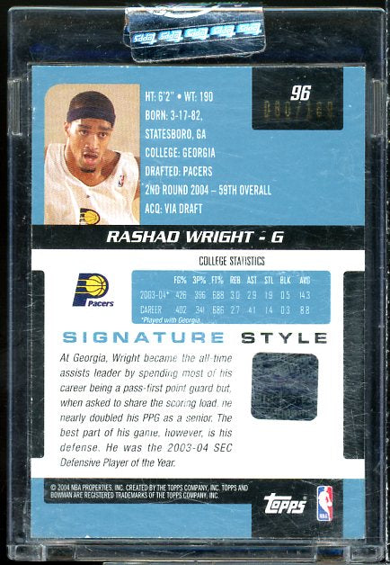 Rashad Wright AU Rookie Card 2004-05 Bowman Signature Edition 169 #96  Image 2