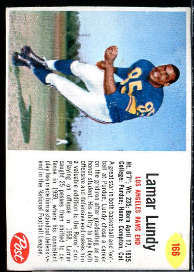 Lamar Lundy Card 1962 Post Cereal #166  Image 1