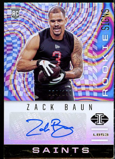 Zack Baun Rookie Card 2020 Panini Illusions Rookie Signs #28  Image 1