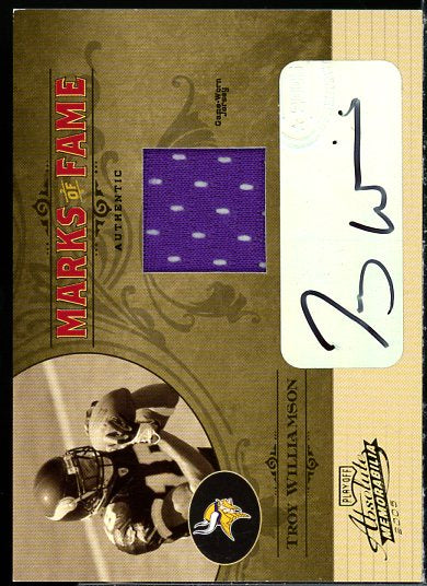 Troy Williamson 2005 Absolute Memorabilia Marks of Fame Material Autographs #17  Image 1