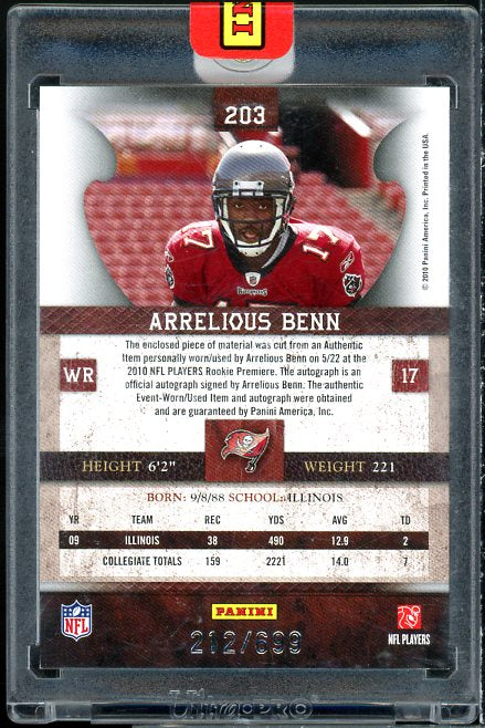 Arrelious Benn JSY AU/699 Rookie Card 2010 Panini Plates and Patches #203  Image 2