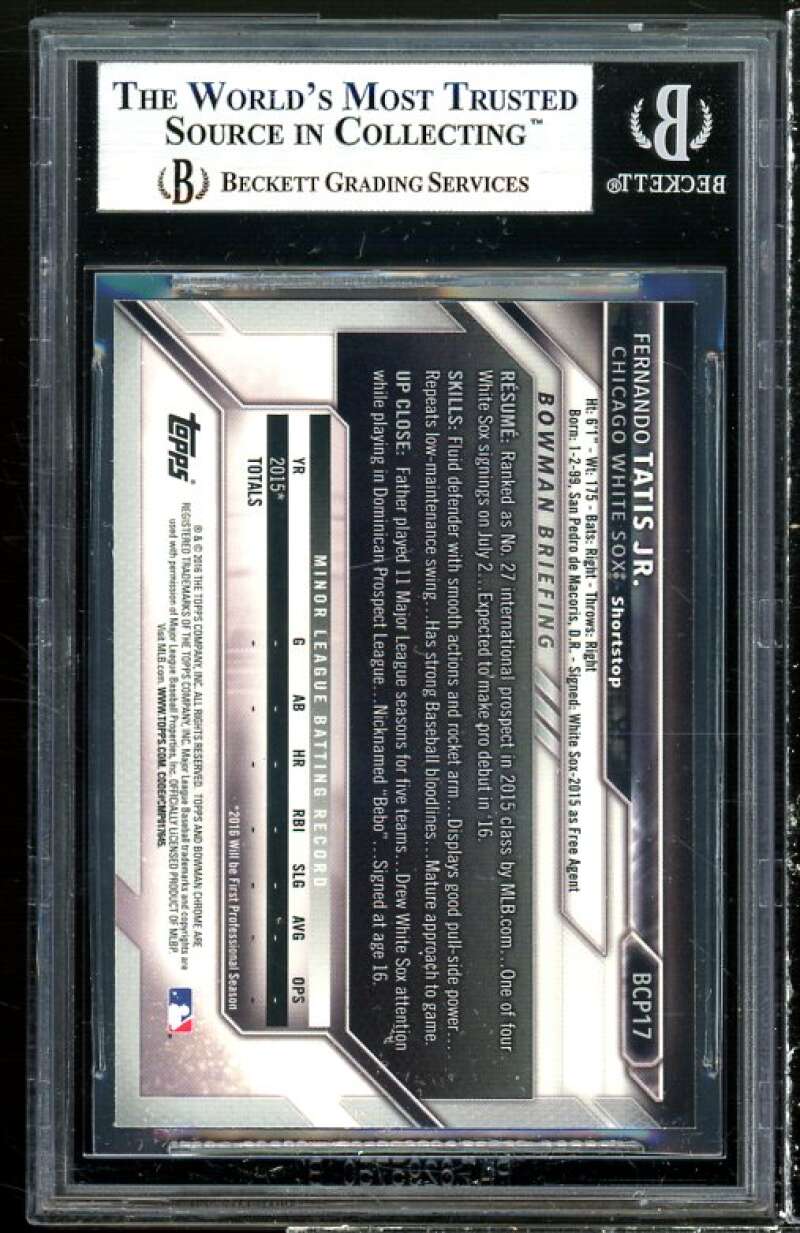 Fernando Tatis Jr Rookie 2016 Bowman Chrome Prospects #BCP17 BGS 9 (9 9 9.5 9) Image 2