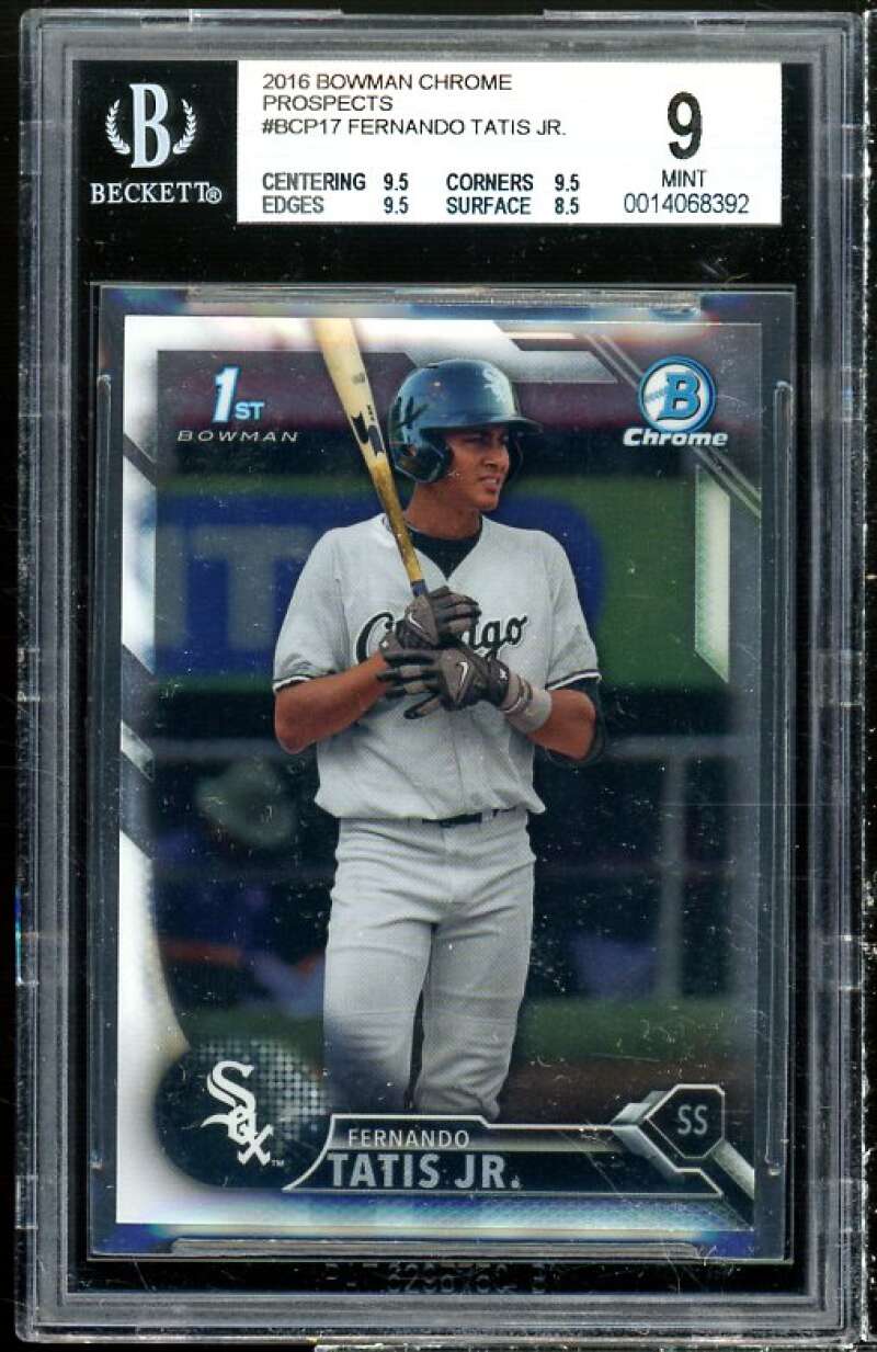 Fernando Tatis Jr Rookie 2016 Bowman Chrome Prospect #17 BGS 9 (9.5 9.5 9.5 8.5) Image 1