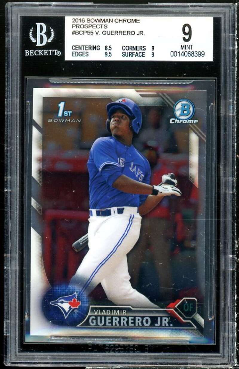 Vladimir Guerrero Jr. Rookie Card 2016 Bowman Chrome Prospects #BCP55 BGS 9 Image 1