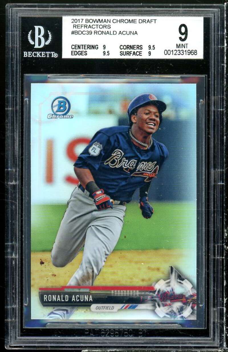 Ronald Acuna Rookie 2017 Bowman Chrome Draft Refractors #30 BGS 9 (9 9.5 9.5 9) Image 1