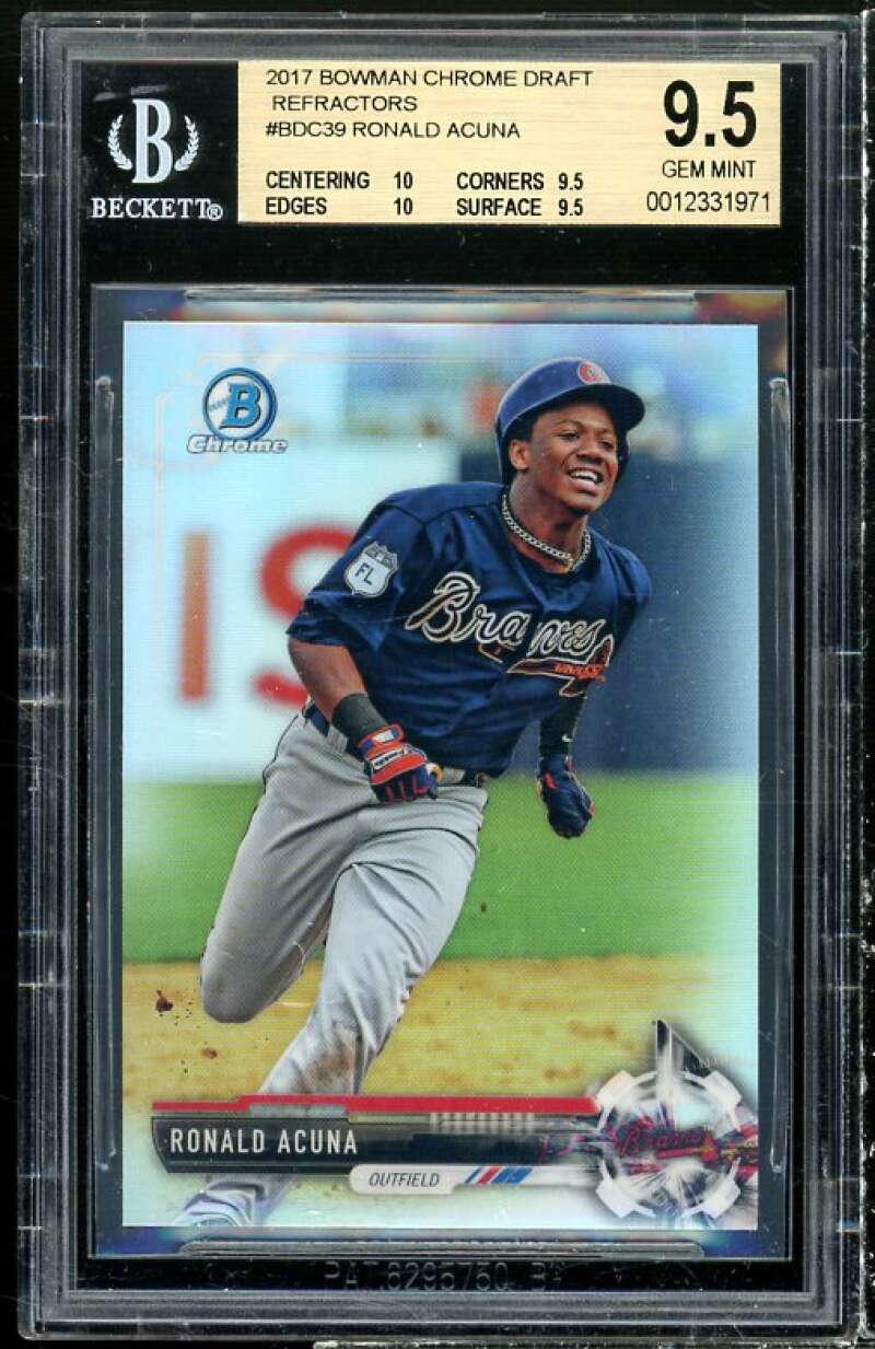 Ronald Acuna Rookie 2017 Bowman Chrome Refractors #30 BGS 9.5 (10 9.5 9.5 9.5) Image 1