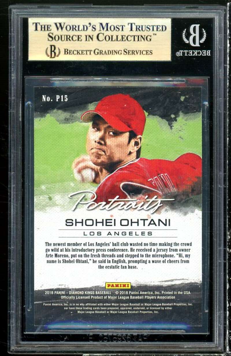 Shohei Ohtani Rookie Card 2018 Panini Diamond Kings Portraits #P15 BGS 9.5 Image 2