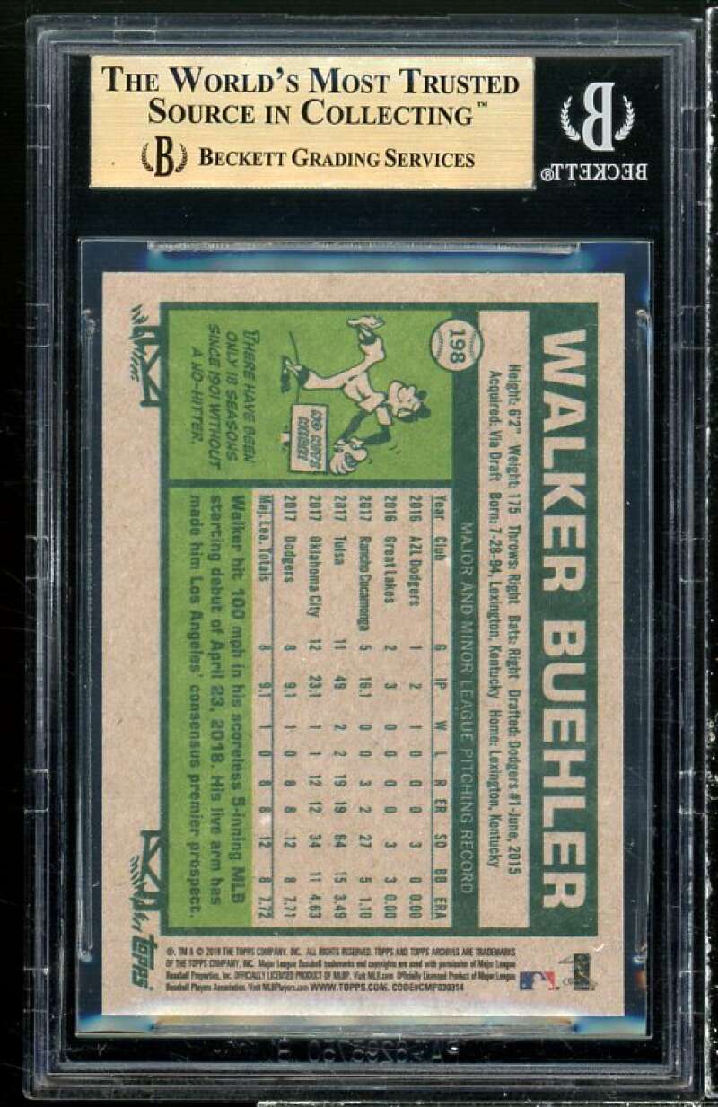 Walker Buehler Rookie Card 2018 Topps Archives #198 BGS 9.5 Image 2