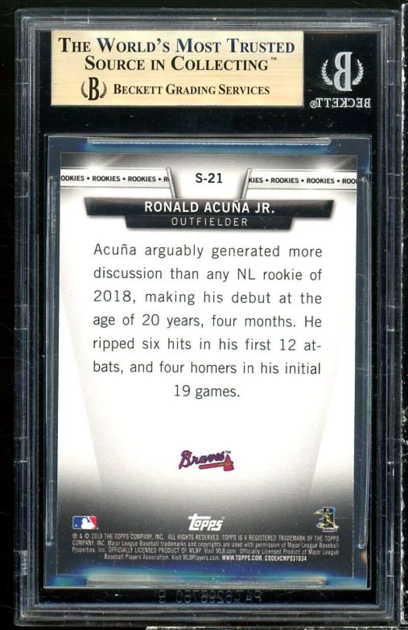 Ronald Acuna Jr. Rookie Card 2018 Topps Update Salute #US21 BGS 9.5 Image 2