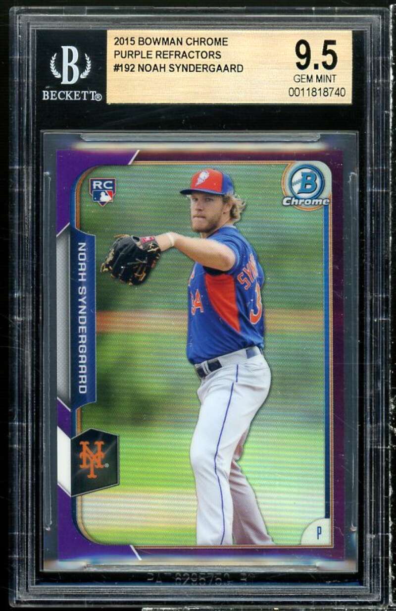 Noah Syndergaard Rookie Card 2015 Bowman Chrome Purple Refractors #192 BGS 9.5 Image 1