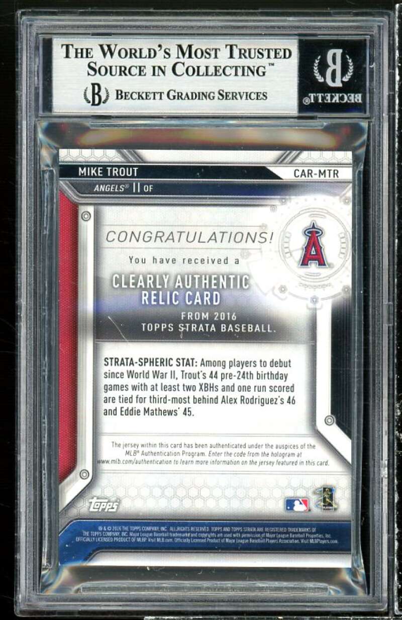 Mike Trout 2016 Topps Strata Clearly Authentic Relics Gold (pop 1) #carmtr BGS 9 Image 2