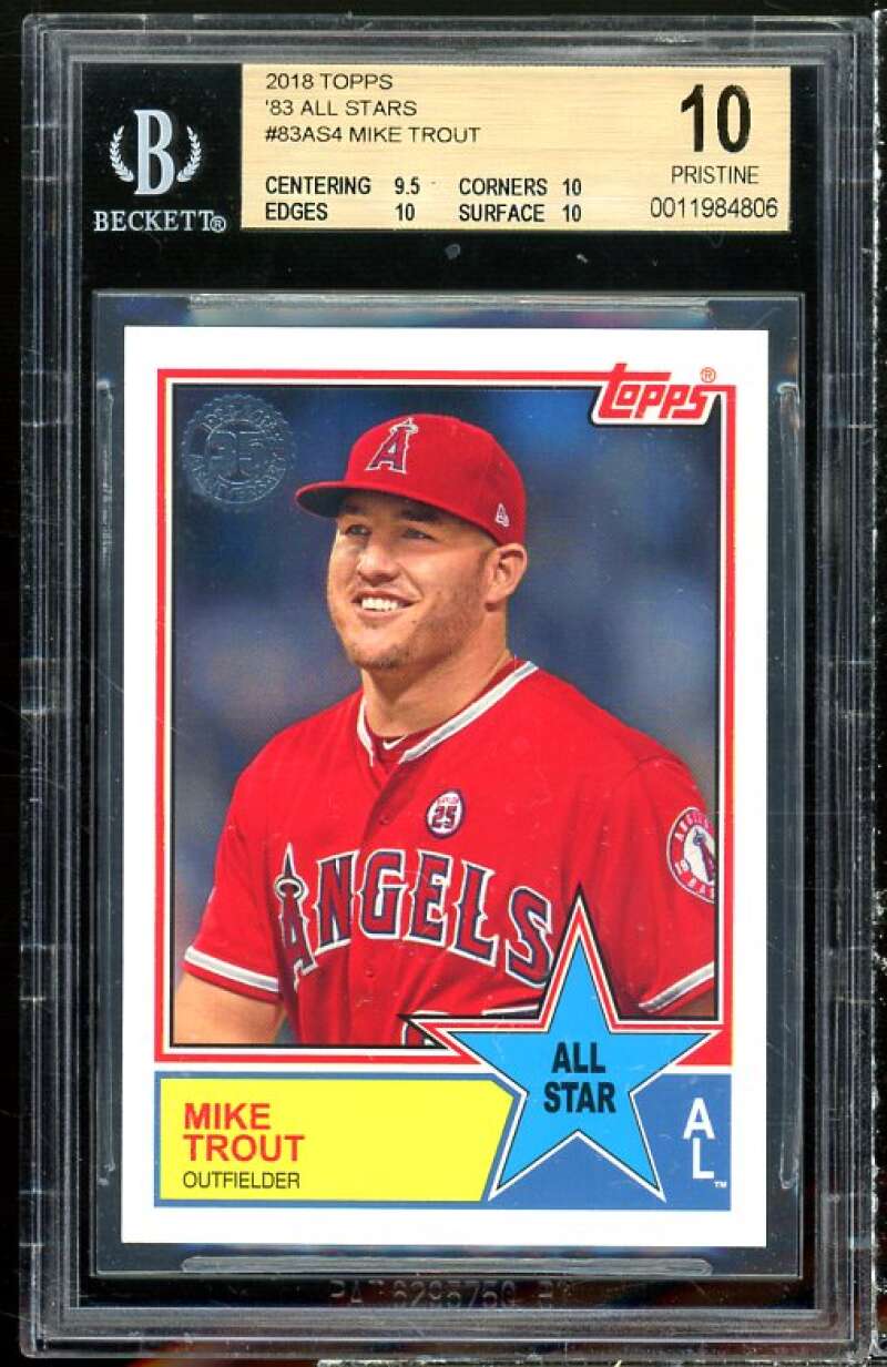 Mike Trout Card 2018 Topps 1983 All-Stars #83AS4 (pop 1) (PRISTINE) BGS 10 Image 1