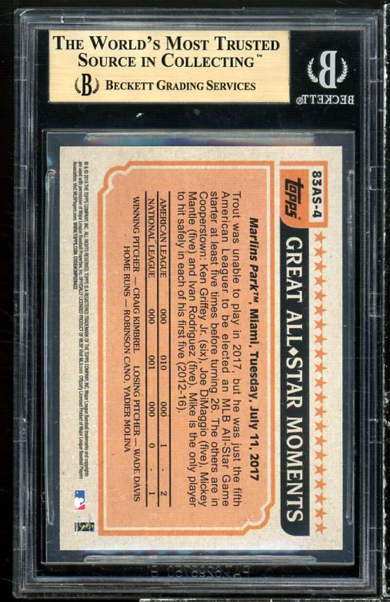 Mike Trout Card 2018 Topps 1983 All-Stars #83AS4 (pop 1) (PRISTINE) BGS 10 Image 2