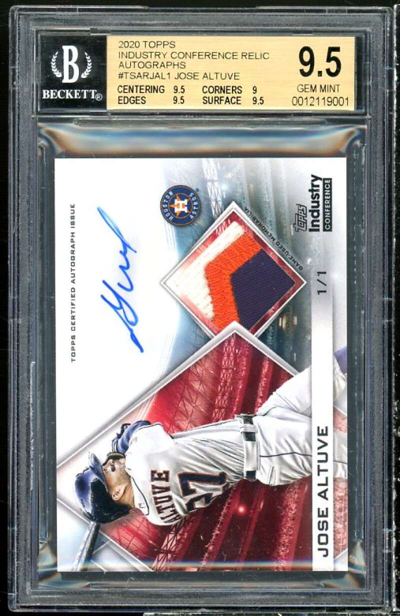 Jose Altuve Card 2020 Topps Relic Autographs (serial numbered 1 of 1) BGS 9.5 Image 1