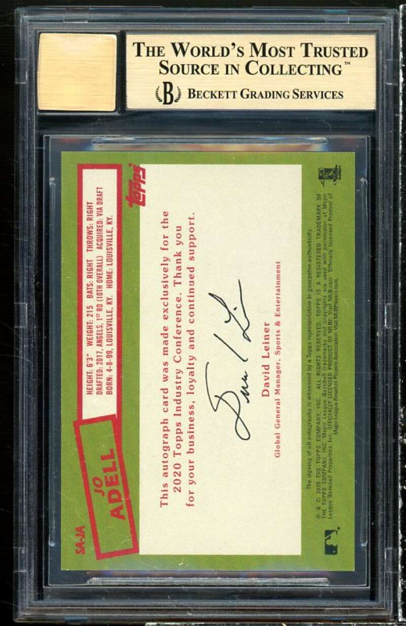 Joe Adell 2020 Topps Industry Conference Autos #saja (pop 1) BGS 9.5 auto 10 Image 2