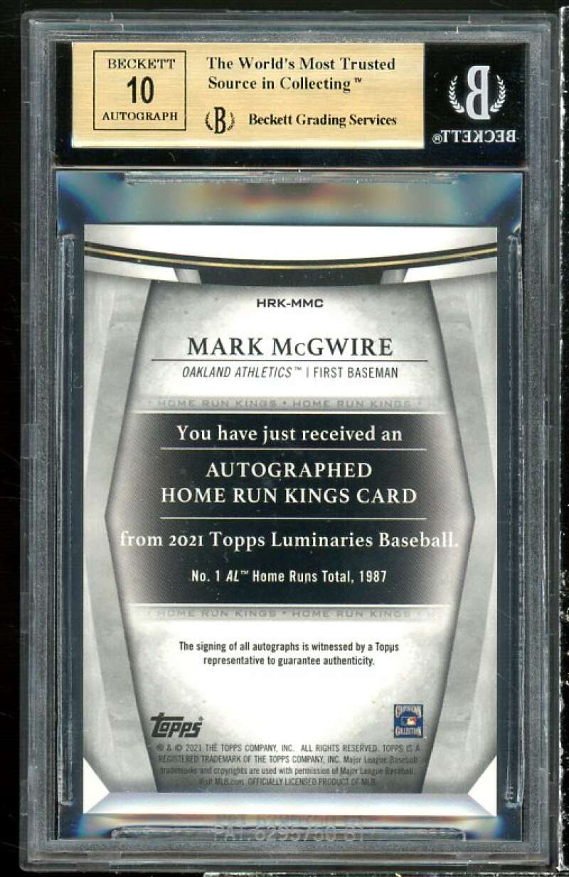 Mark McGwire 2021 Topps Lumilaries Home Run King Auto (#d 5/10) #hrmkmmc BGS 9.5 Image 2