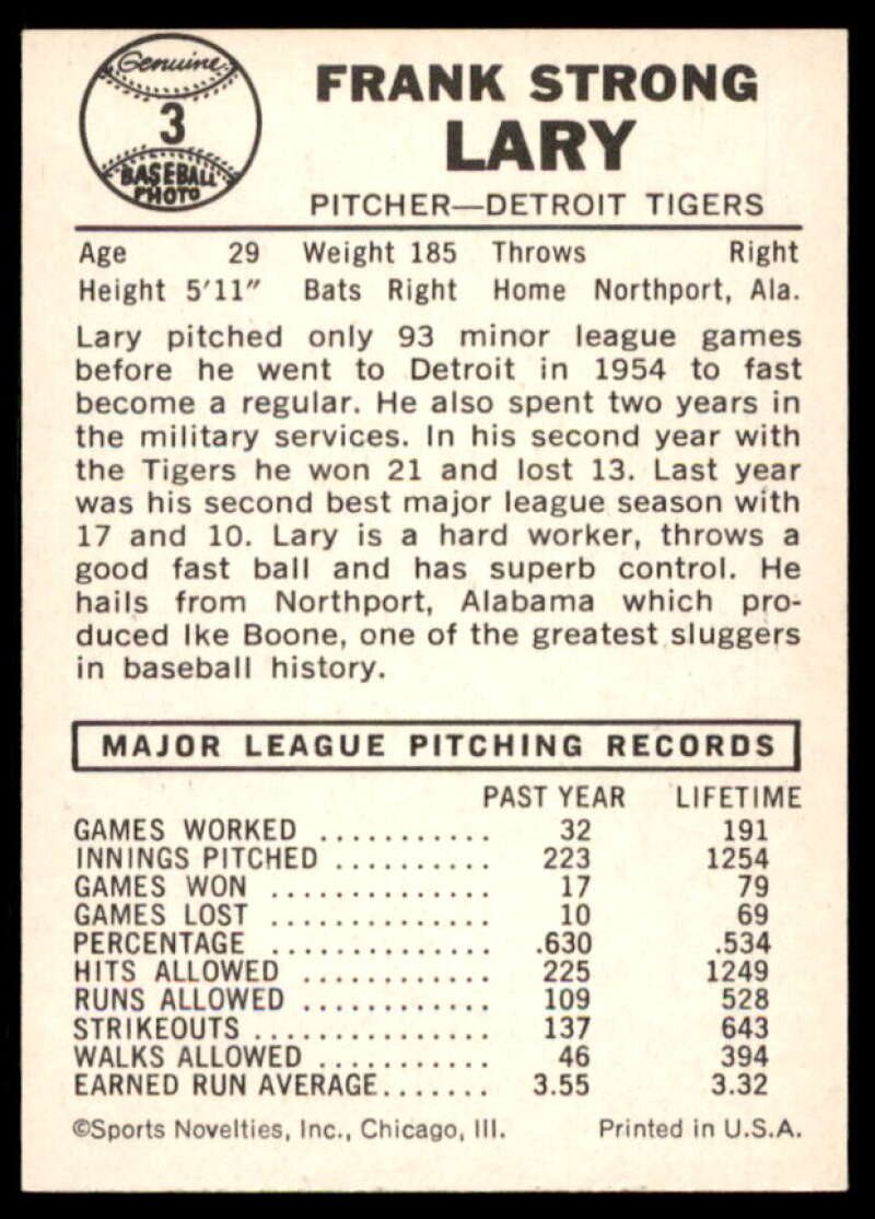 Frank Lary Card 1960 Leaf #3  Image 2