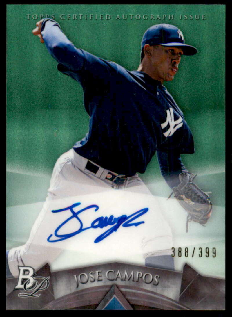 Jose Campos 2014 Bowman Platinum Prospect Autographs Green Refractors #APJC  Image 1