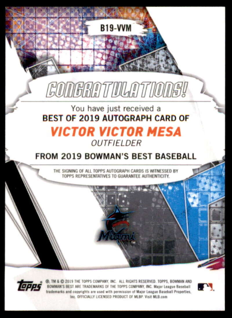 Victor Mesa 2019 Bowman's Best Best of '19 Autographs Blue Refractors #B19VVM  Image 2