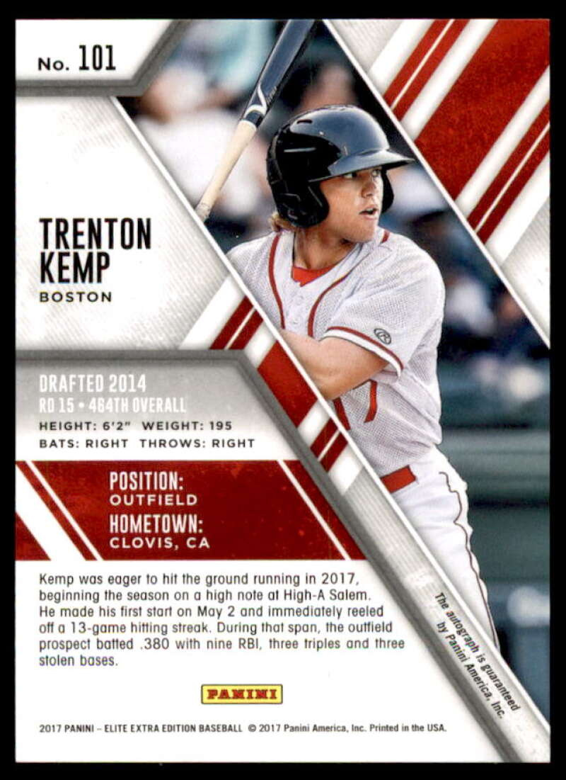 Trenton Kemp Rookie 2017 Elite Extra Edition Autographs Aspirations Purple #101  Image 2