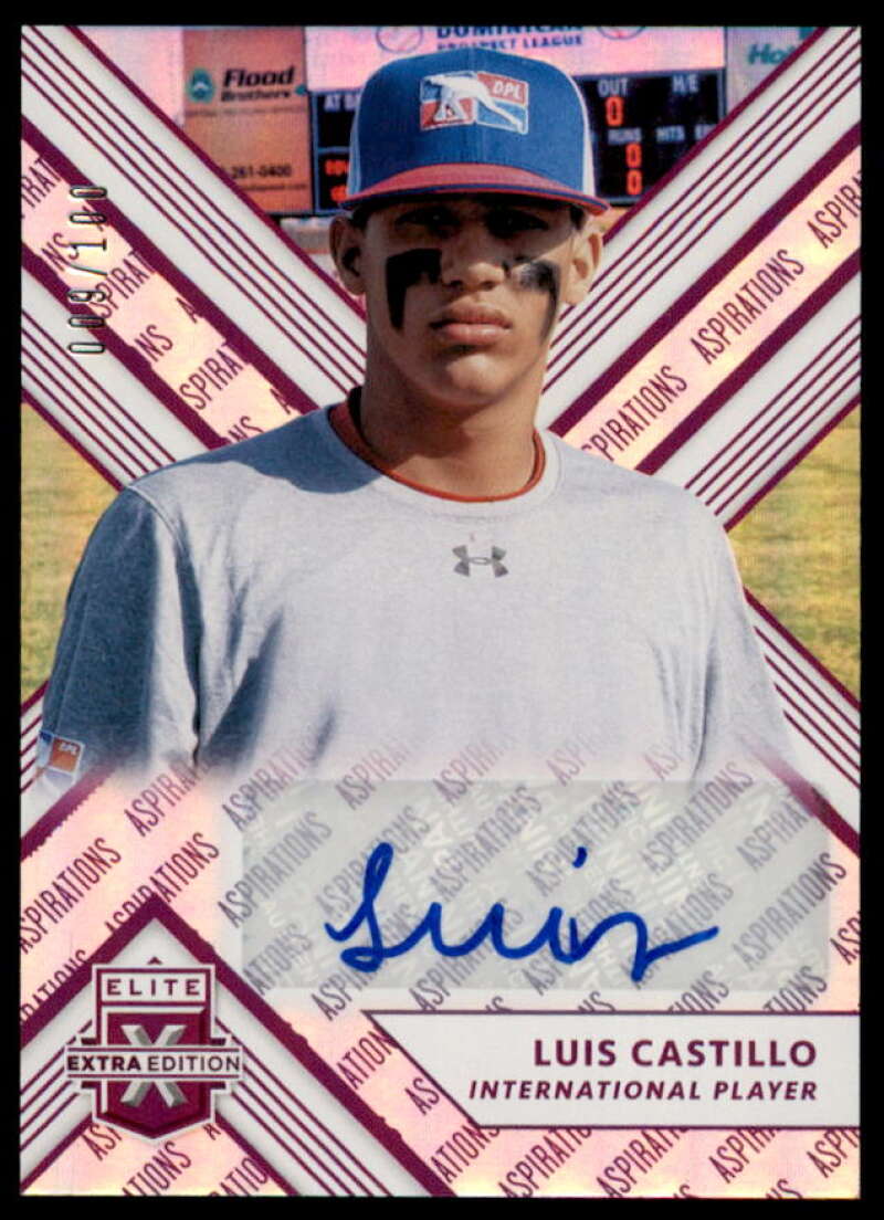 Luis Castillo Rookie 2018 Elite Extra Edition Autograph Aspirations Purple #180  Image 1