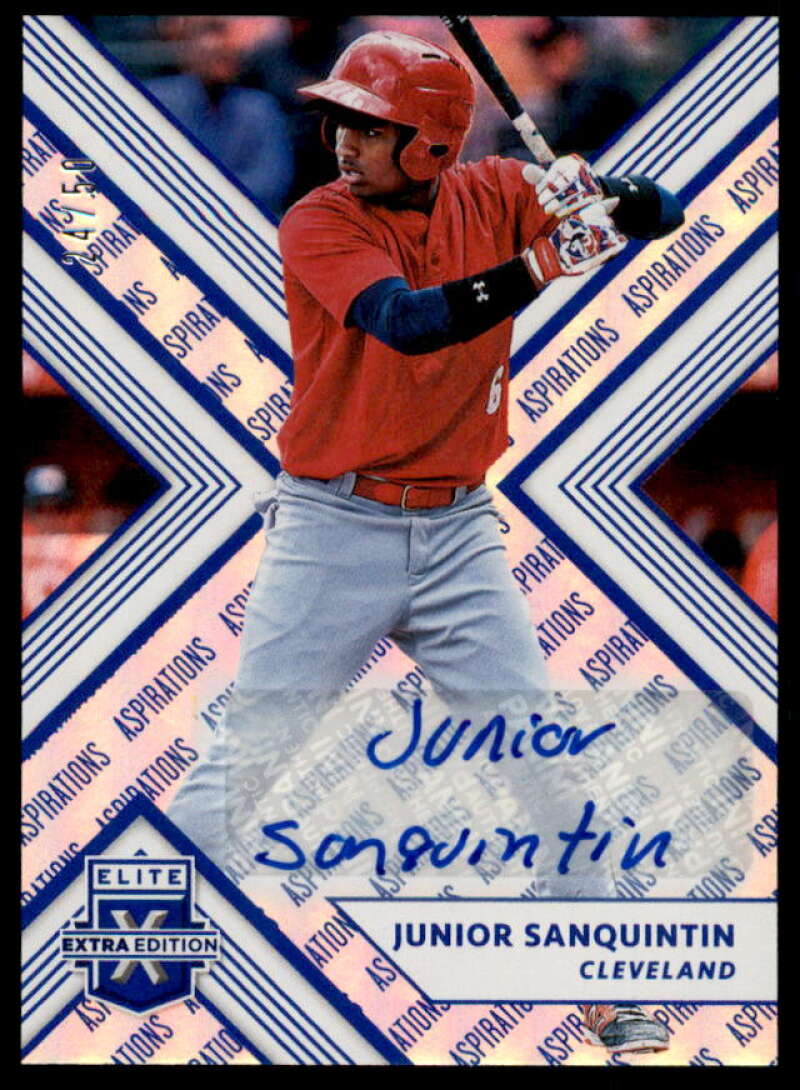 Junior Sanquintin 2018 Elite Extra Edition Autographs Aspirations Blue #116  Image 1